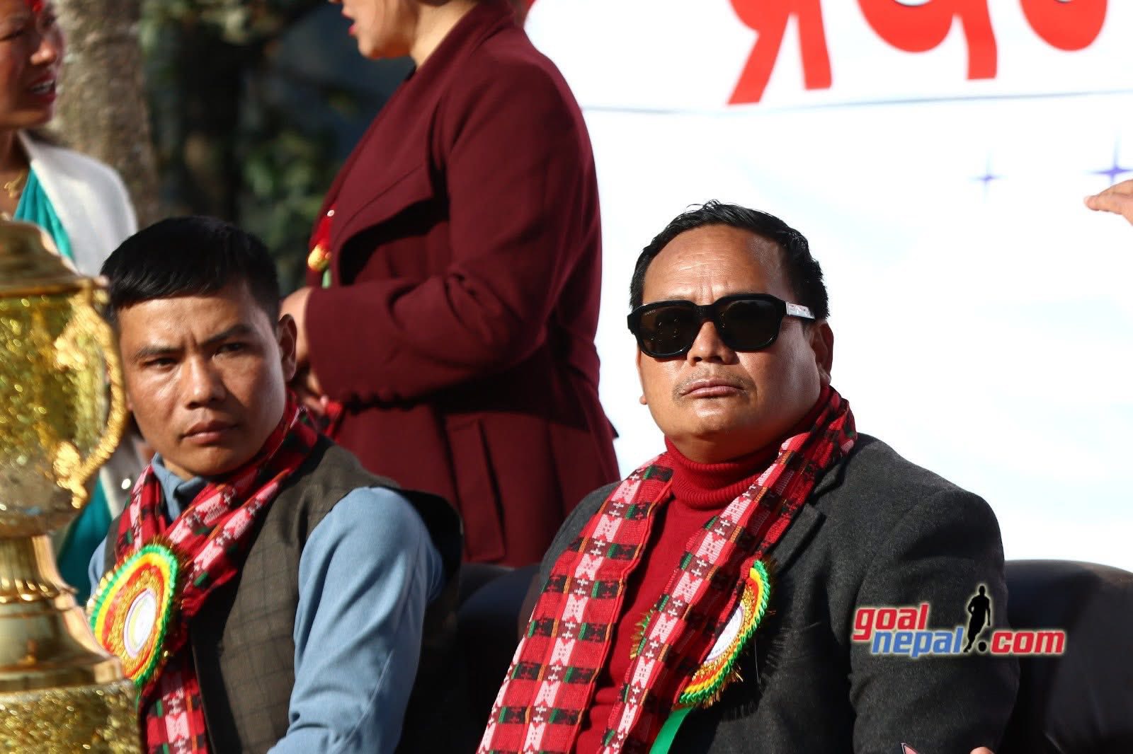 कोशी प्रदेशका सांसद तथा पूर्व मन्त्री खगेनसिं हाङगाम खेल अवलोकन गर्दै ।Photo: Goal Nepal